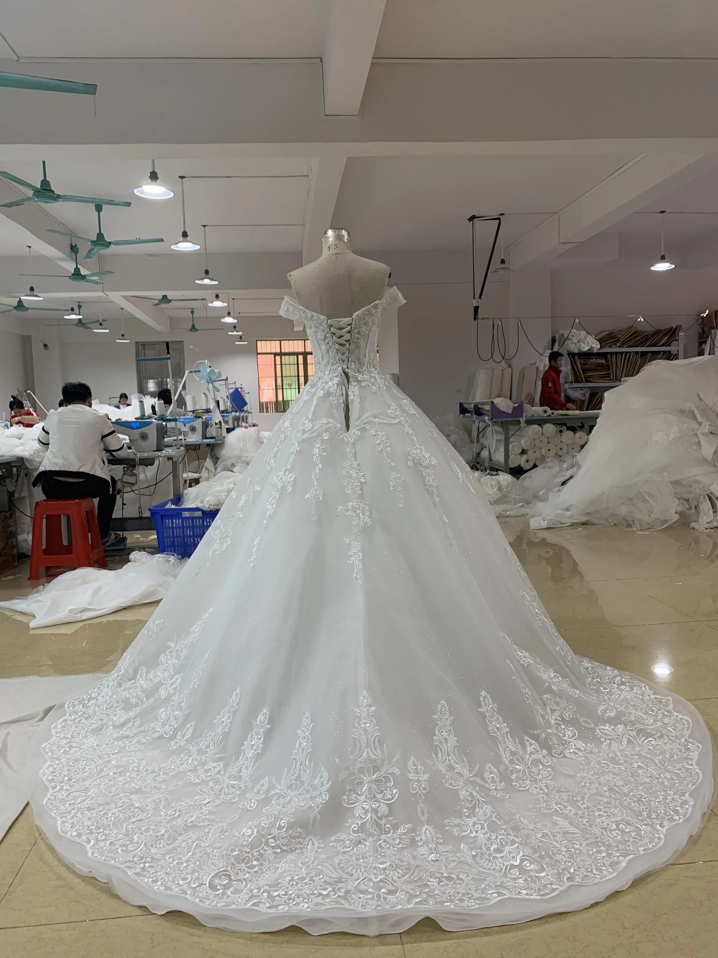 BYG princess wedding dress off the shoulder bridal gown