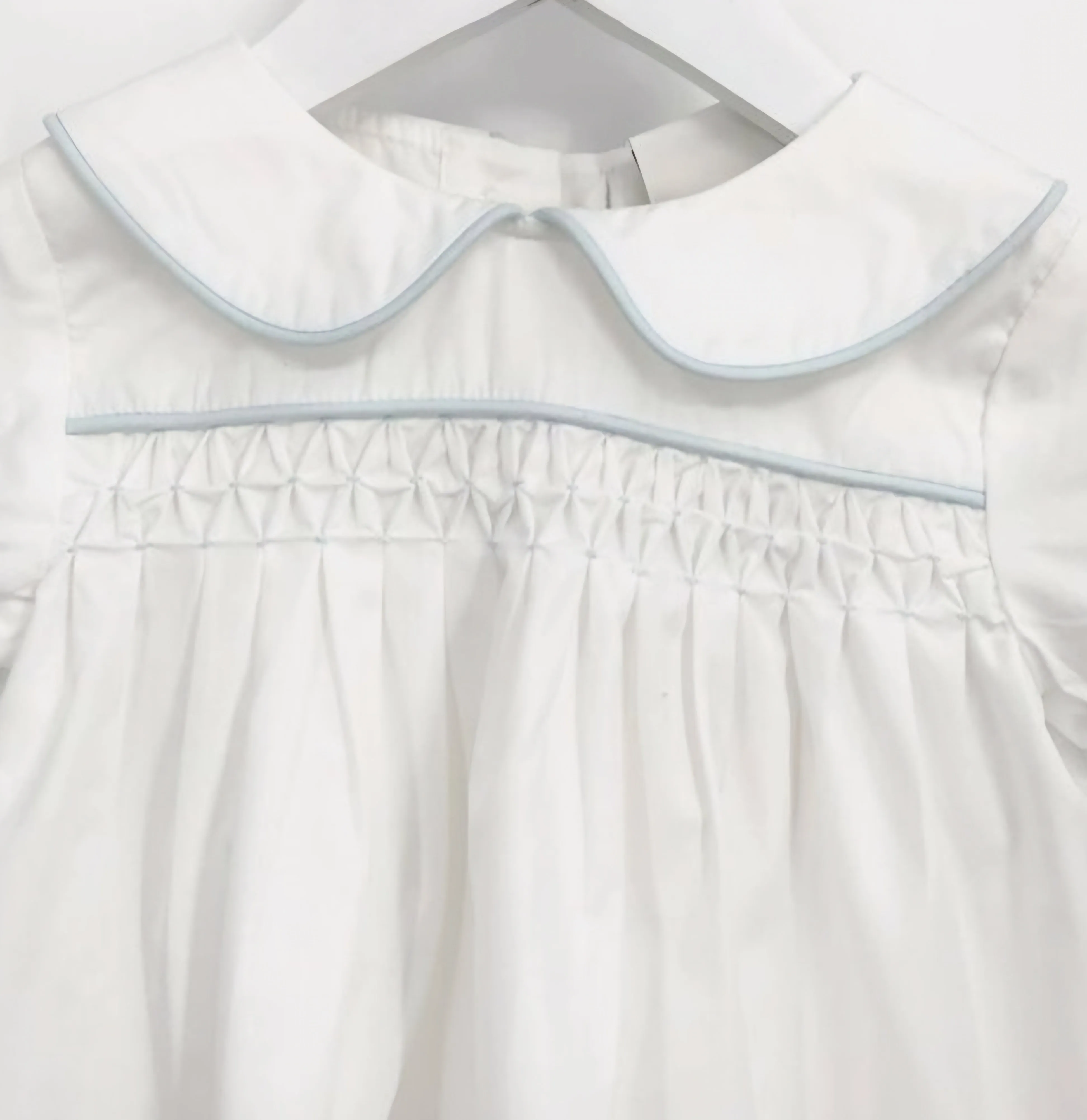 Calloway Daygown - White Piped in Blue