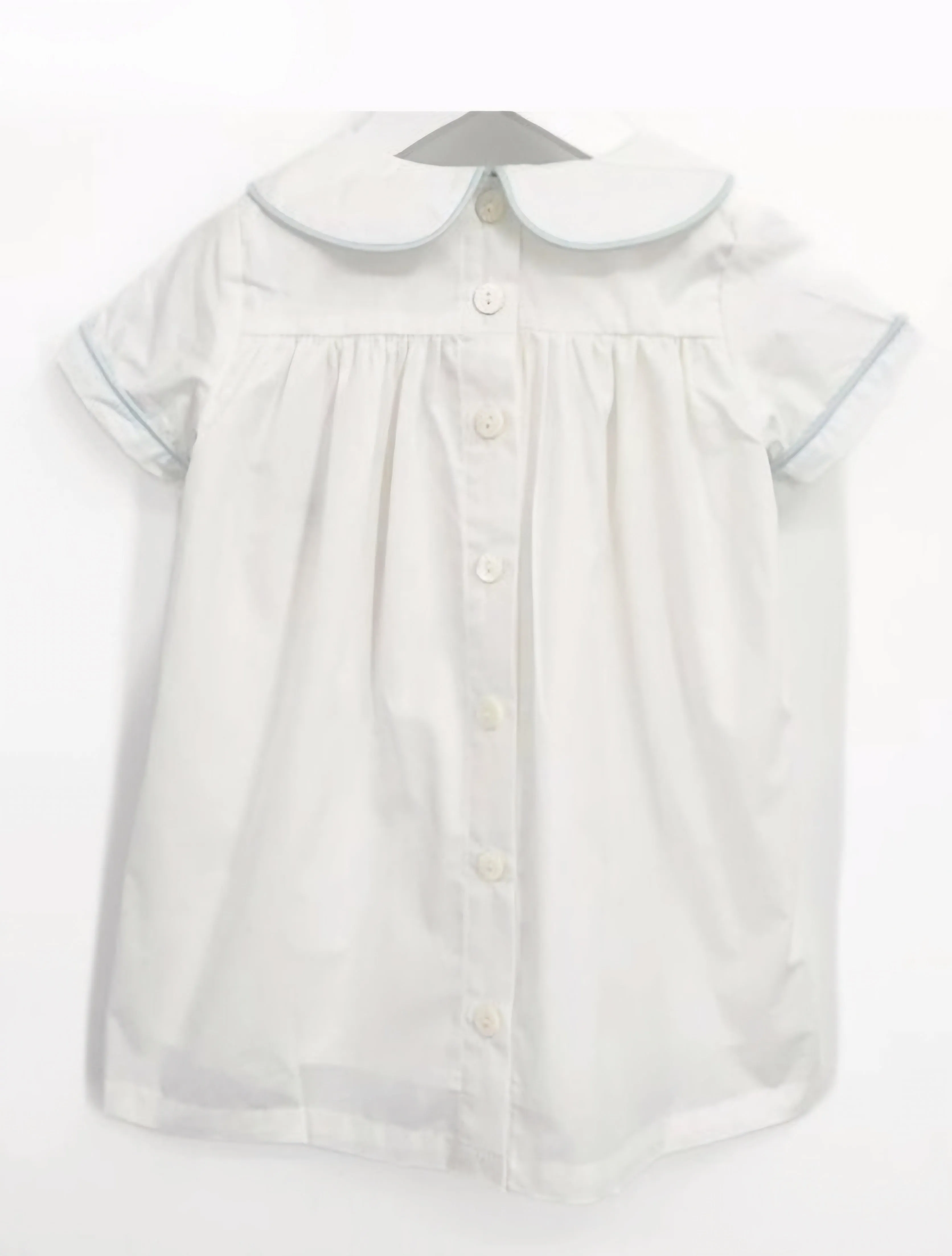 Calloway Daygown - White Piped in Blue