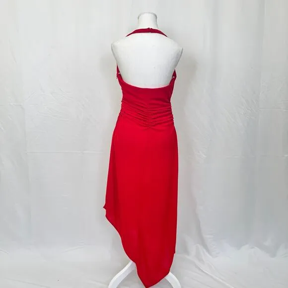Cassandra Stone Red Asymmetrical Cocktail Dress – Elegant Evening Gown (Size 6)