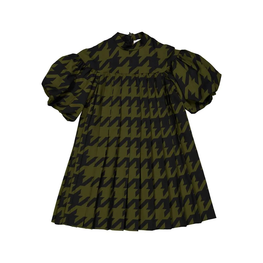 Christina Rohde Olive Green Pleated Dress
