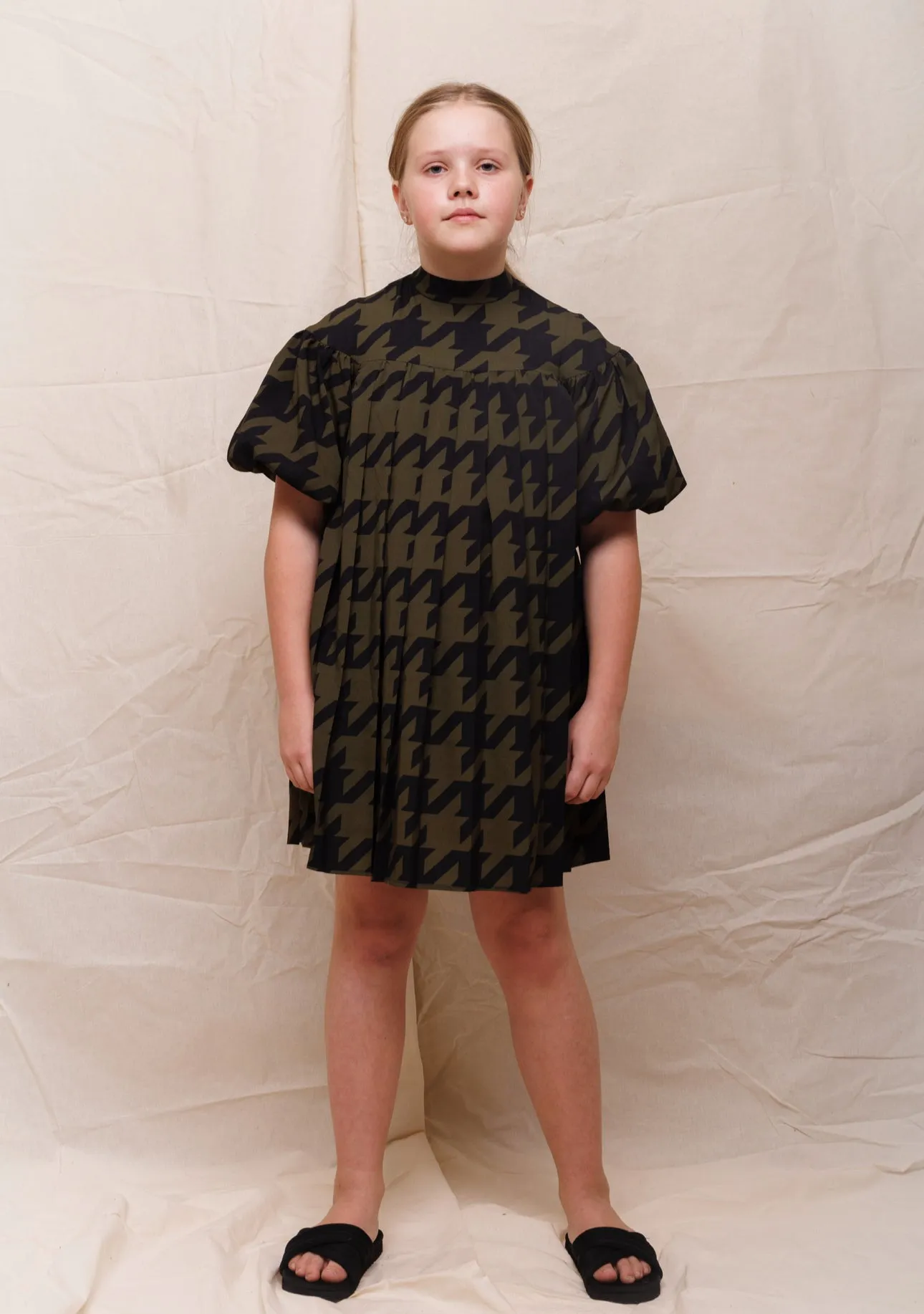 Christina Rohde Olive Green Pleated Dress