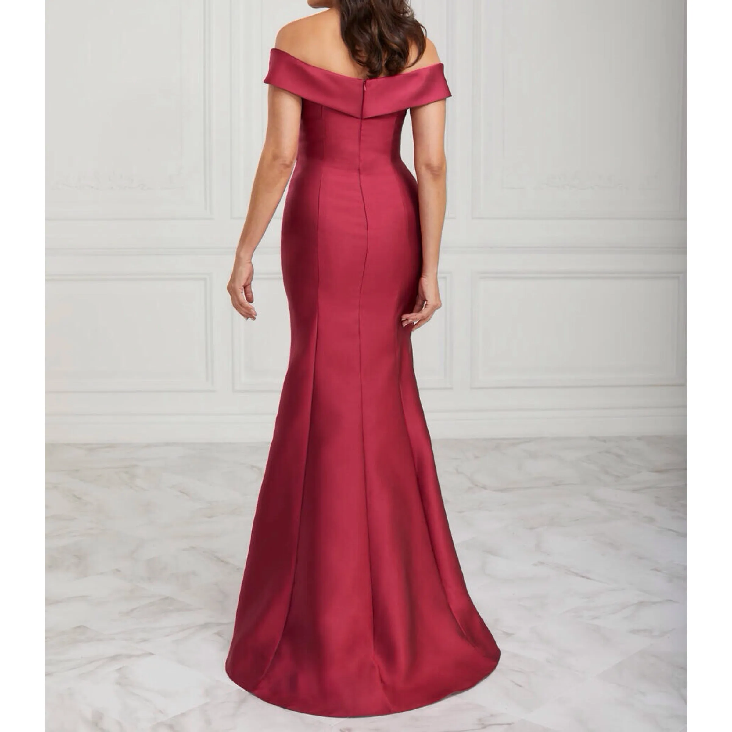 CHRISTINA WU Style 17004 Long Off the Shoulder Gown Wine Size 14 NWT