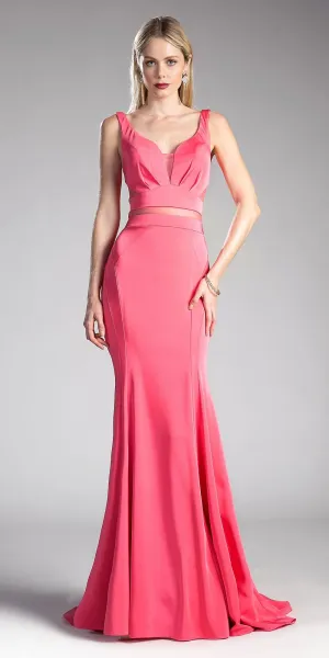 Cinderella Divine 62454 Fitted Jersey Dress Ruffled Cut Out Back