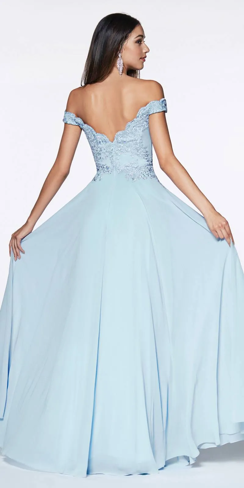 Cinderella Divine 7258 Off The Shoulder Long Gown
