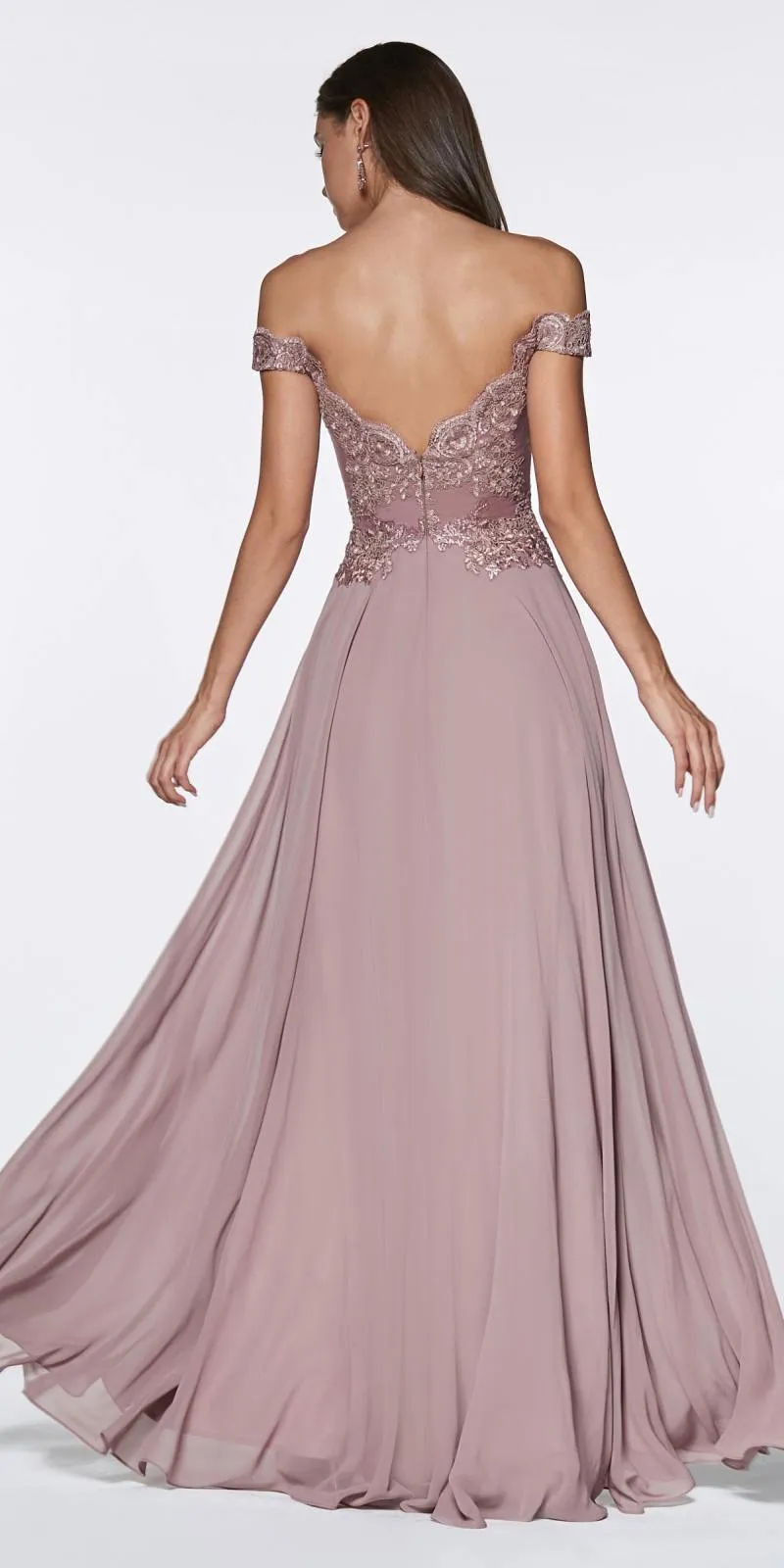 Cinderella Divine 7258 Off The Shoulder Long Gown