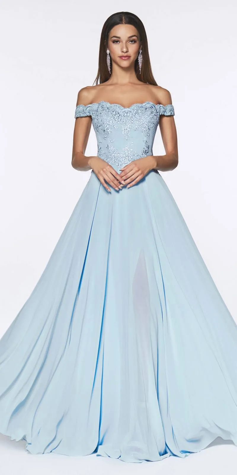 Cinderella Divine 7258 Off The Shoulder Long Gown