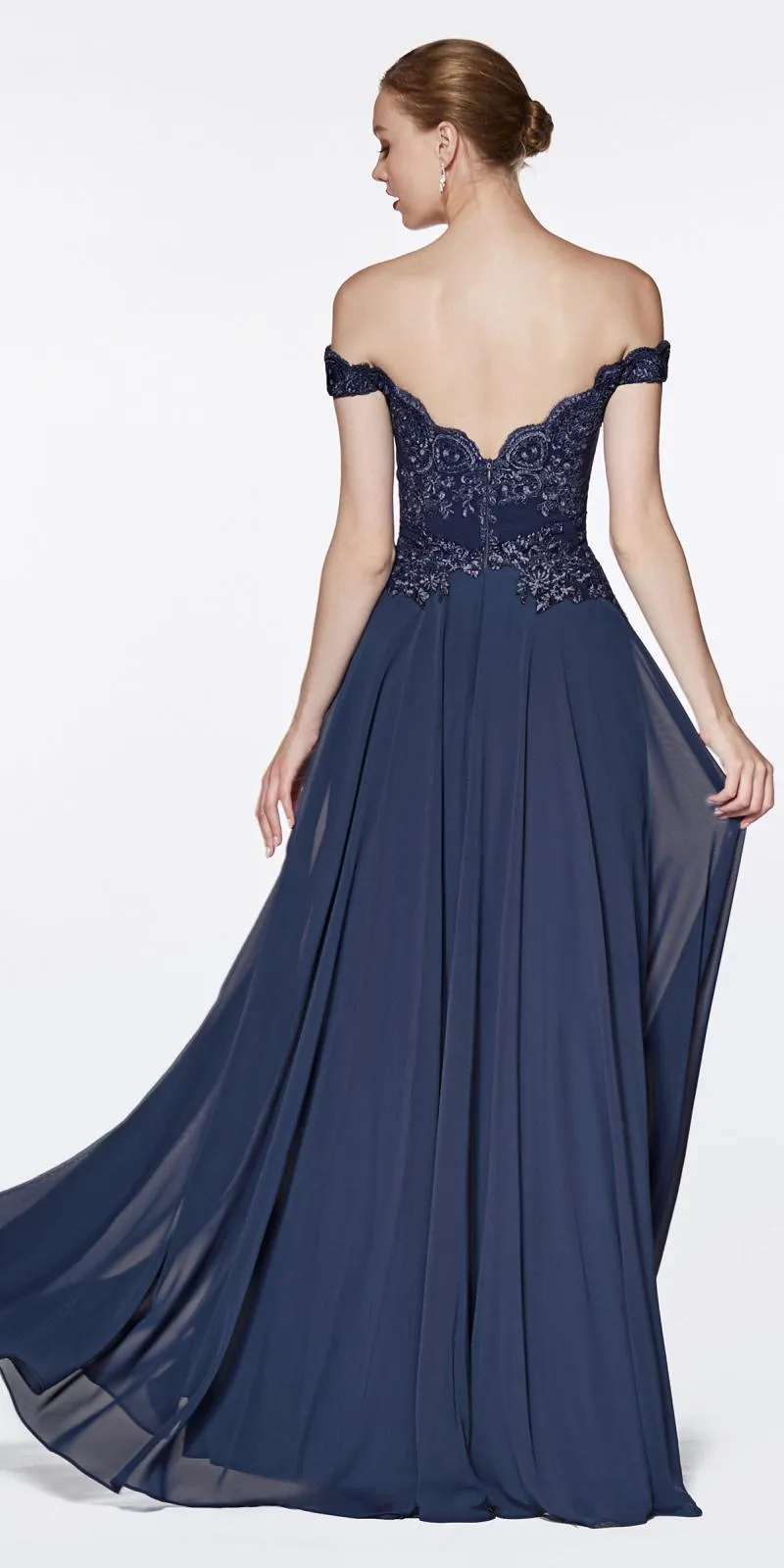 Cinderella Divine 7258 Off The Shoulder Long Gown