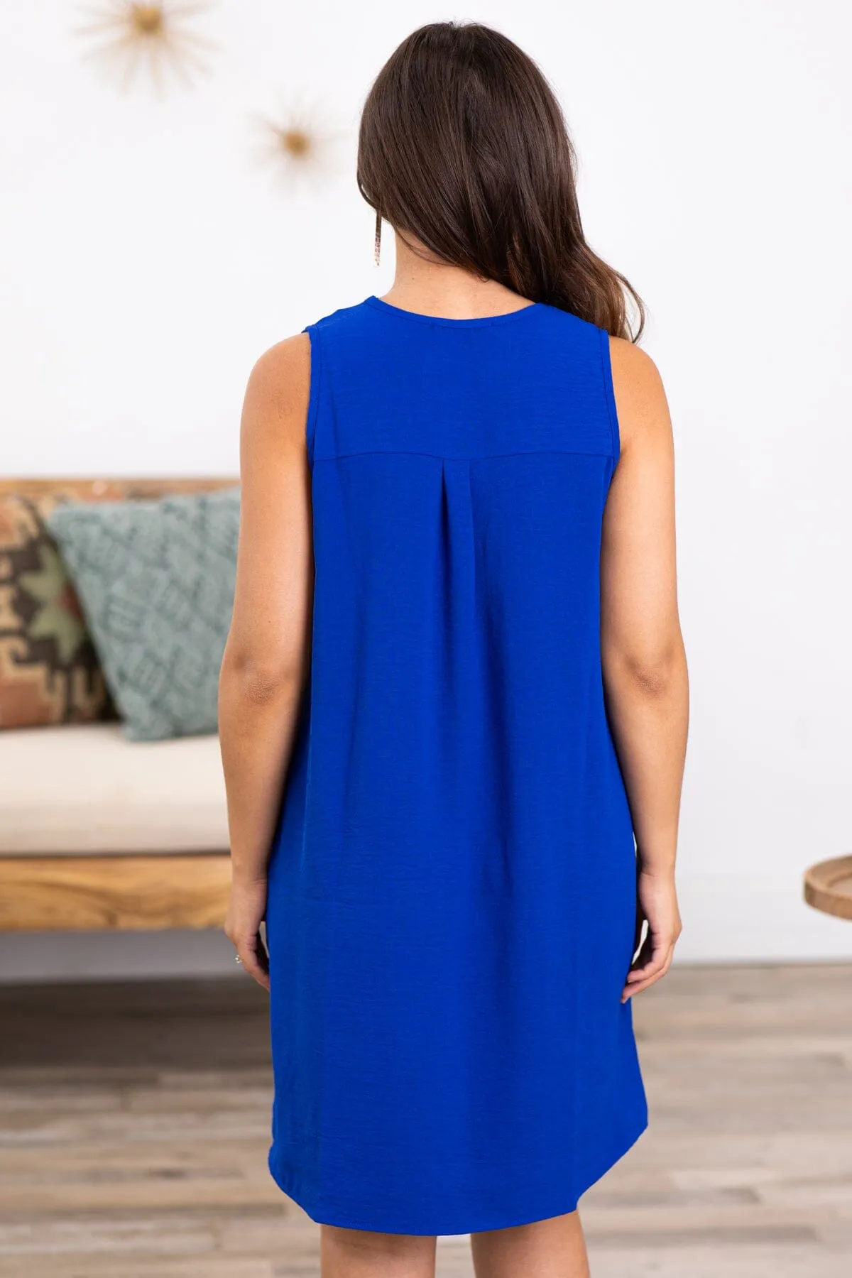 Cobalt Sleeveless V-Neck Dress