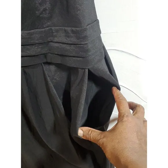 Collection dressbarn 20 Black Ruched Pleated Waistband Zip Back Formal Dress
