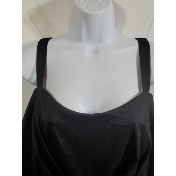 Collection dressbarn 20 Black Ruched Pleated Waistband Zip Back Formal Dress