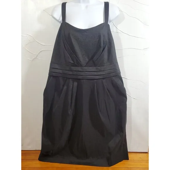 Collection dressbarn 20 Black Ruched Pleated Waistband Zip Back Formal Dress