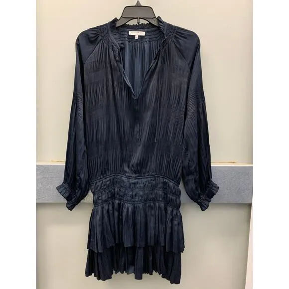 Current‎ Air | Dark Navy Aurelie Pleated Mini Dress MSRP$148