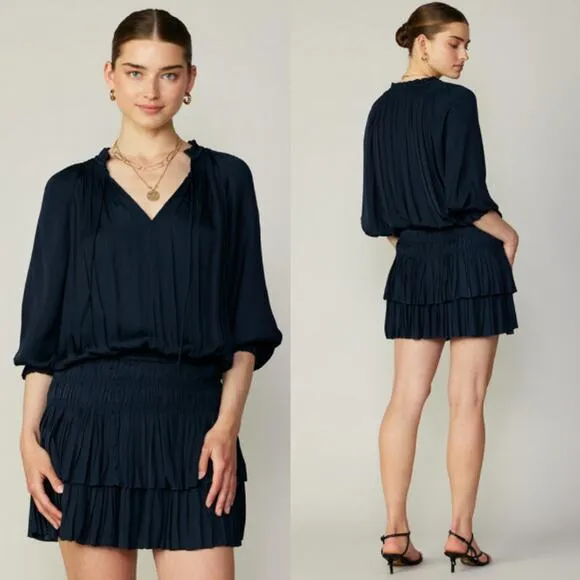 Current‎ Air | Dark Navy Aurelie Pleated Mini Dress MSRP$148