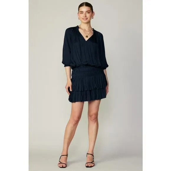 Current‎ Air | Dark Navy Aurelie Pleated Mini Dress MSRP$148