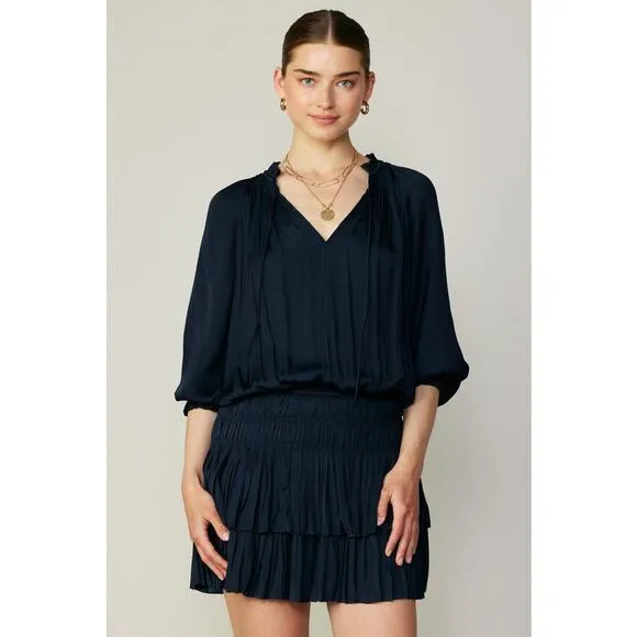 Current‎ Air | Dark Navy Aurelie Pleated Mini Dress MSRP$148