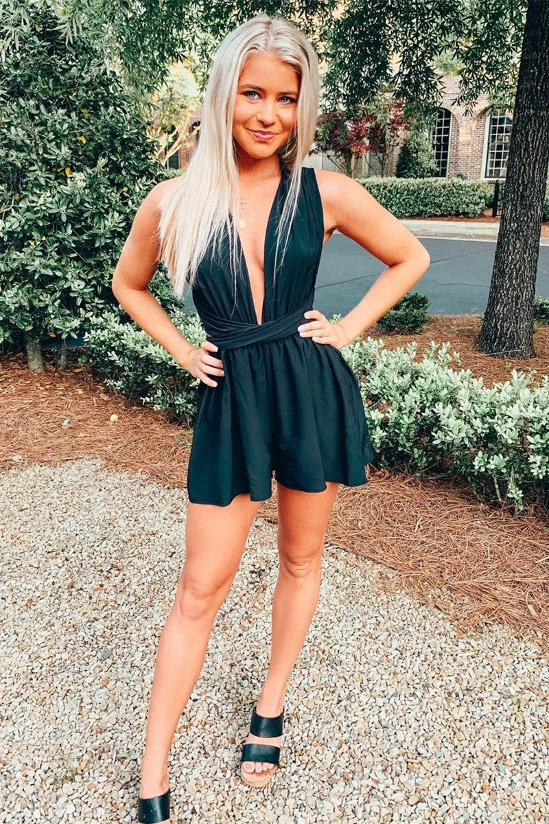 Cute V Neck Little Black Homecoming Dresses Short Prom Dresses, Black Graduation Formal Evening Dresses