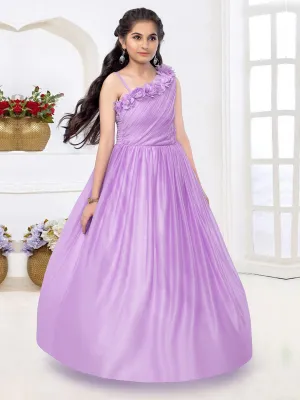 Dazzling Lavender One-Side Shoulder For Girls