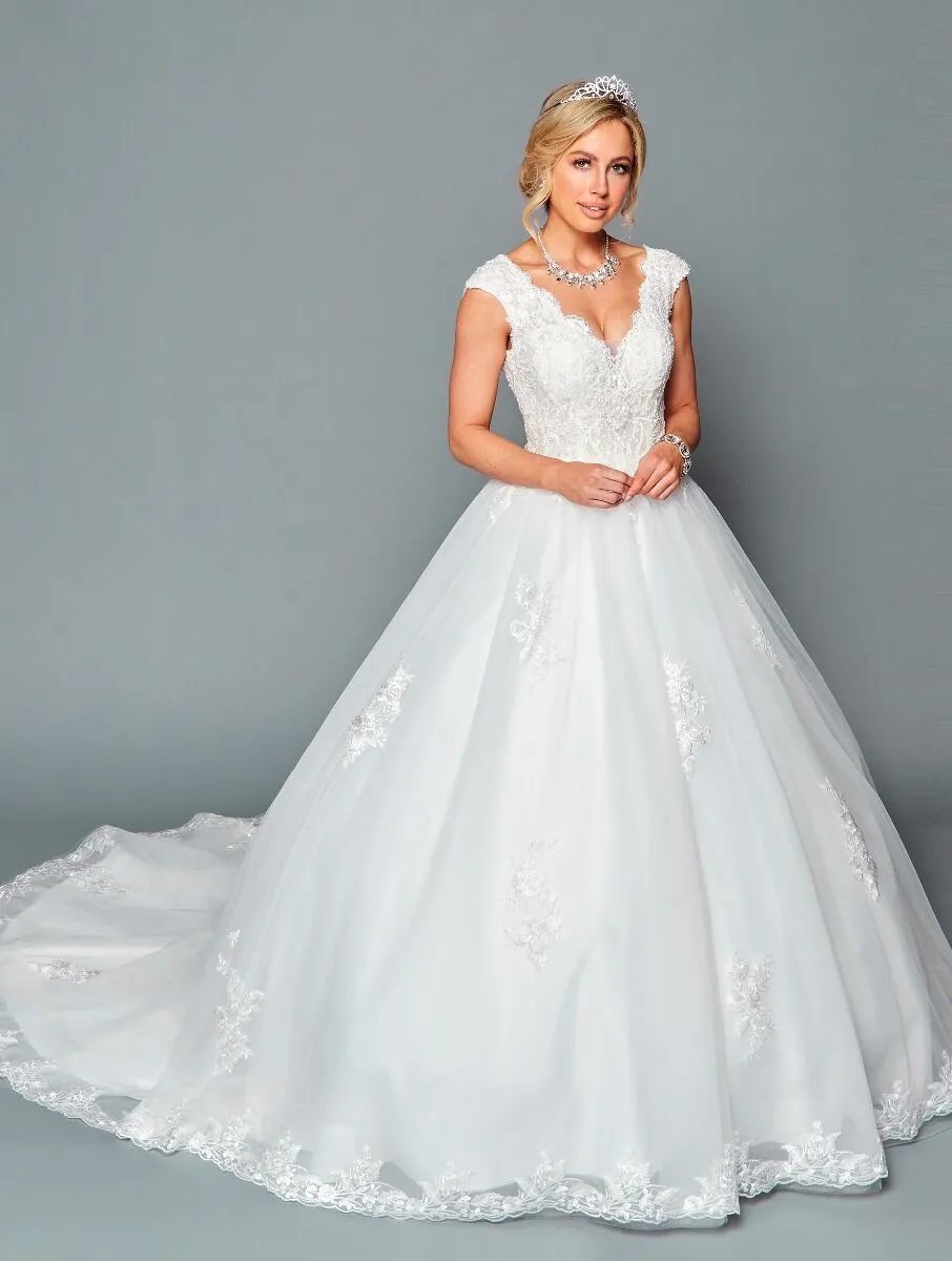 DeKlaire Bridal 452 A-Line Chapel Train Wedding Dress