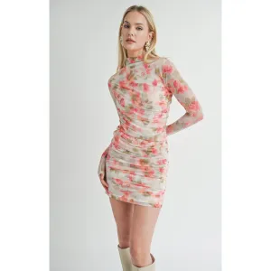 DIVINE FEMININE RUCHED L/S MINI DRESS