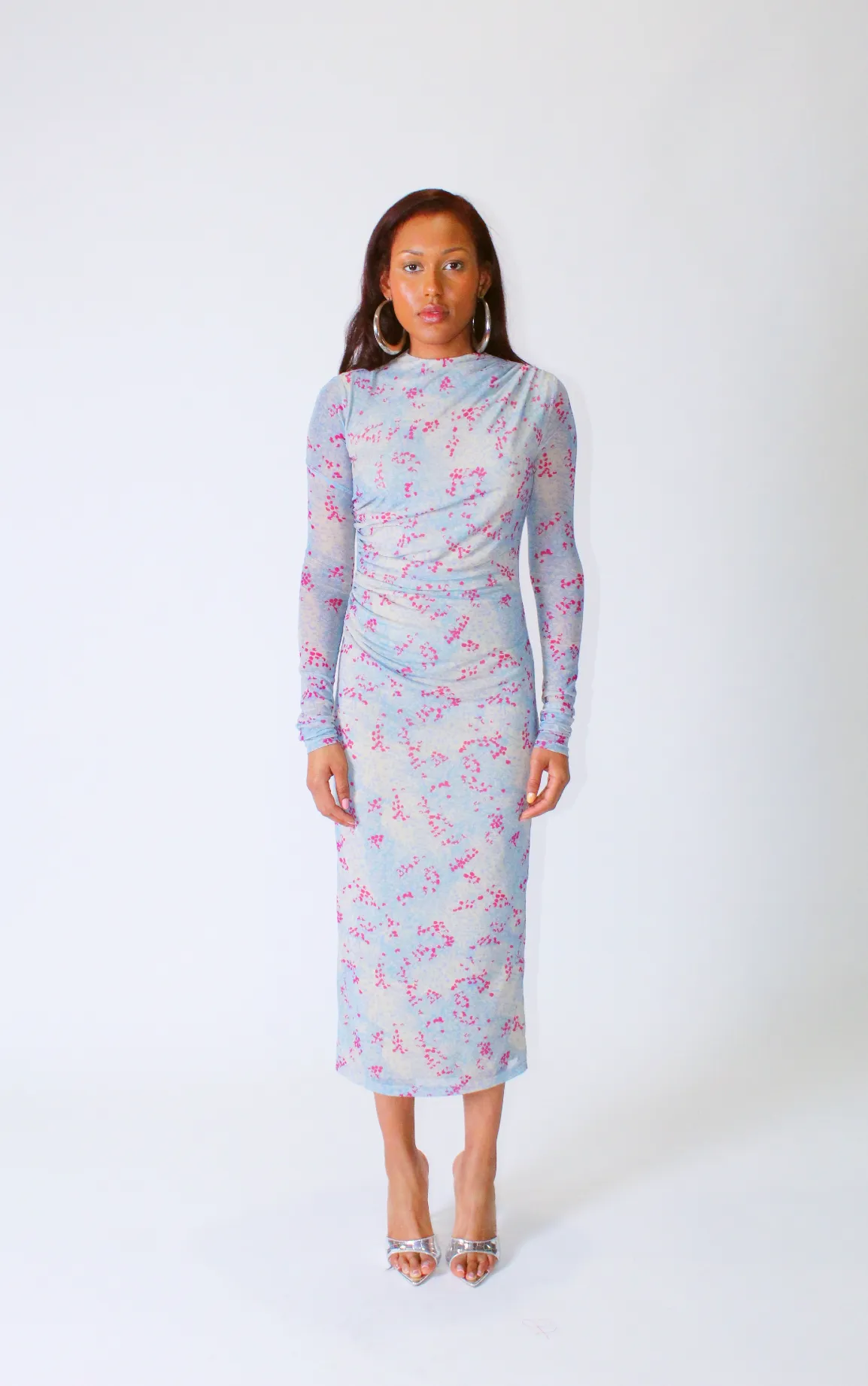Double Ruched Mesh Dress
