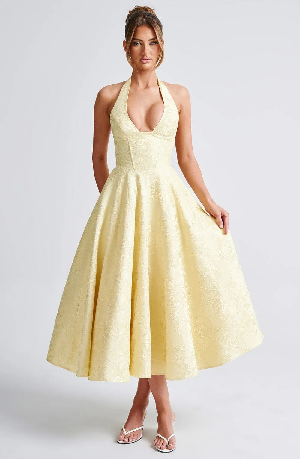 Effie Midi Dress - Lemon