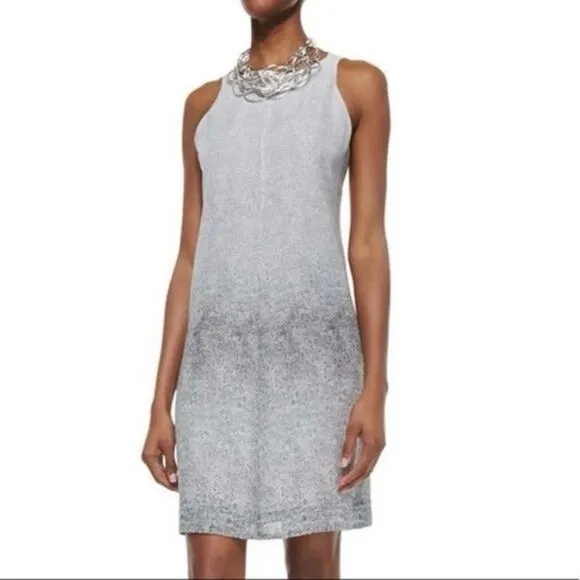 Eileen Fisher Ombré Thumbprint 100% Silk Sleeveless A-Line Dress