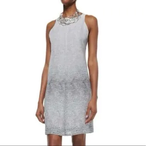 Eileen Fisher Ombré Thumbprint 100% Silk Sleeveless A-Line Dress