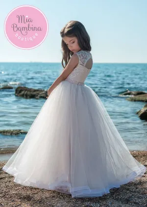 EMILIA Sweet Sleeveless Girls Dress for Communion