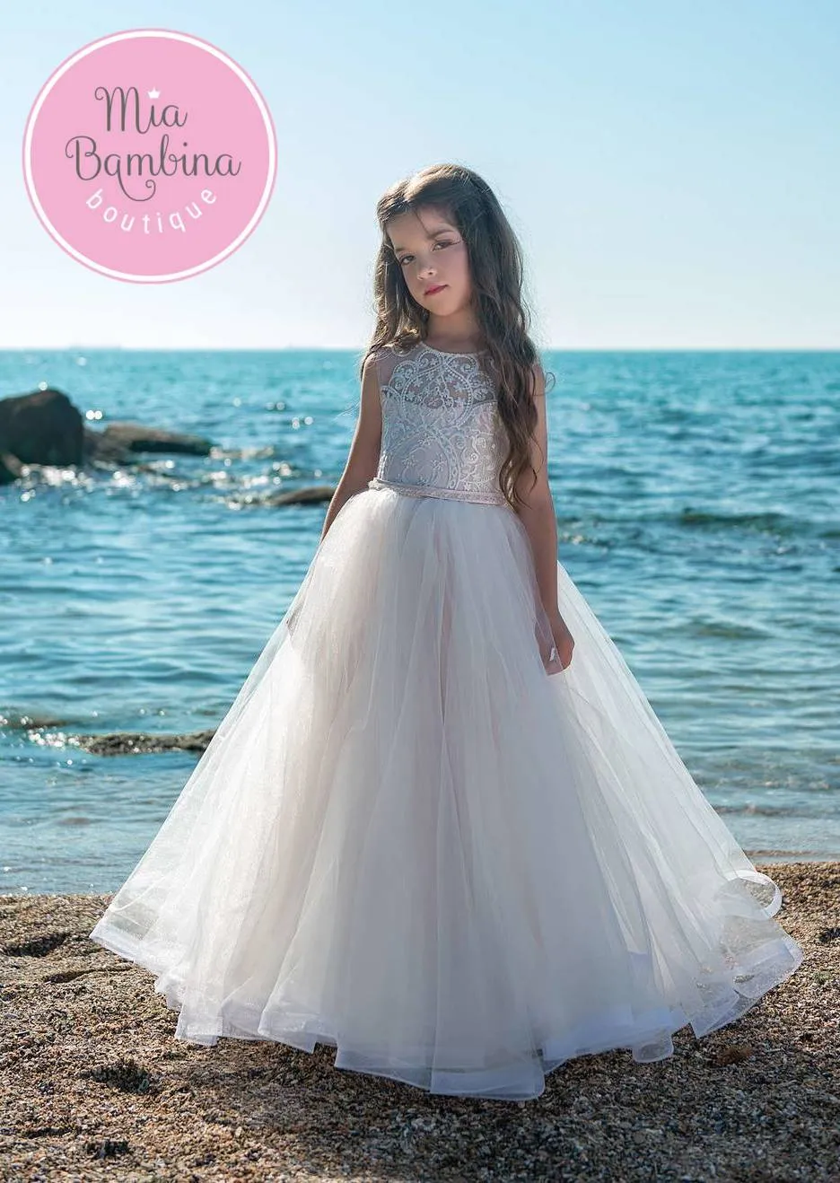 EMILIA Sweet Sleeveless Girls Dress for Communion