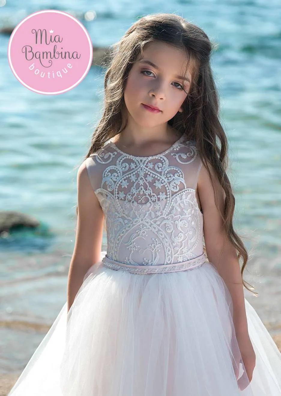 EMILIA Sweet Sleeveless Girls Dress for Communion