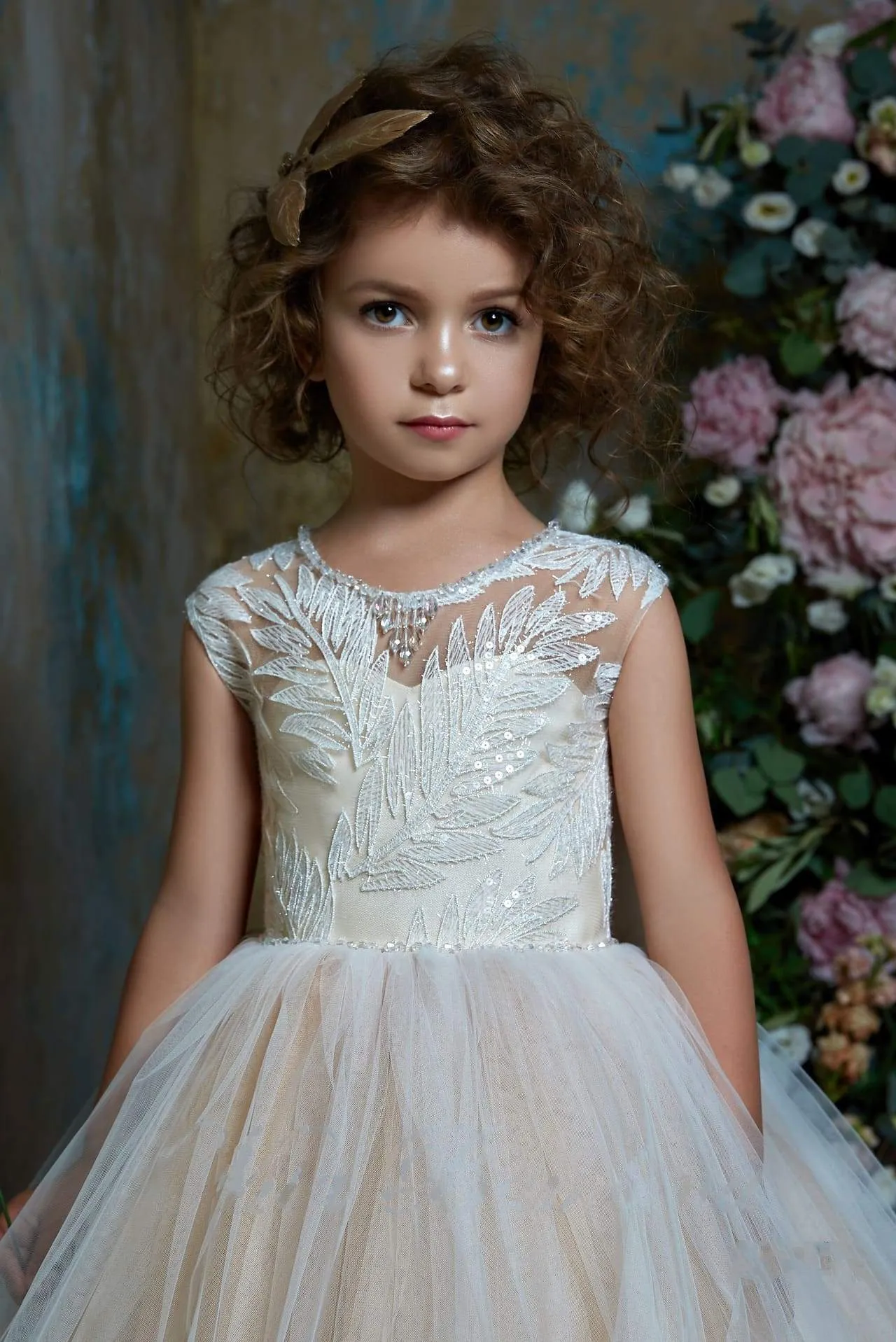 Enrica Princess Flower Girl Ball Gown with Cape
