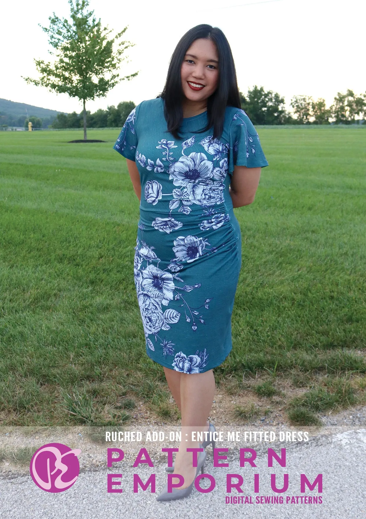 Entice Me Dress | Ruched & Asymmetric Add-On Pattern