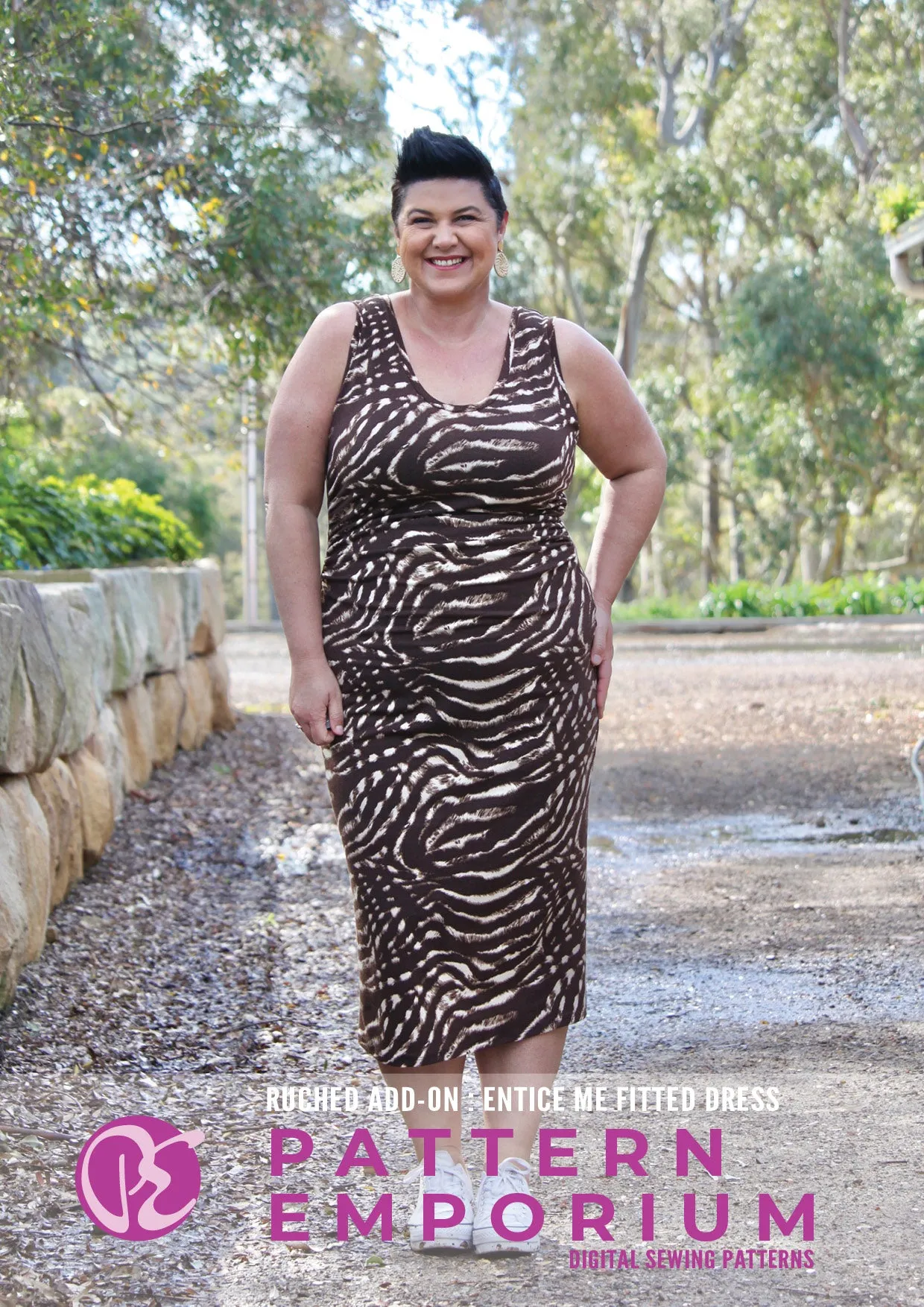Entice Me Dress | Ruched & Asymmetric Add-On Pattern