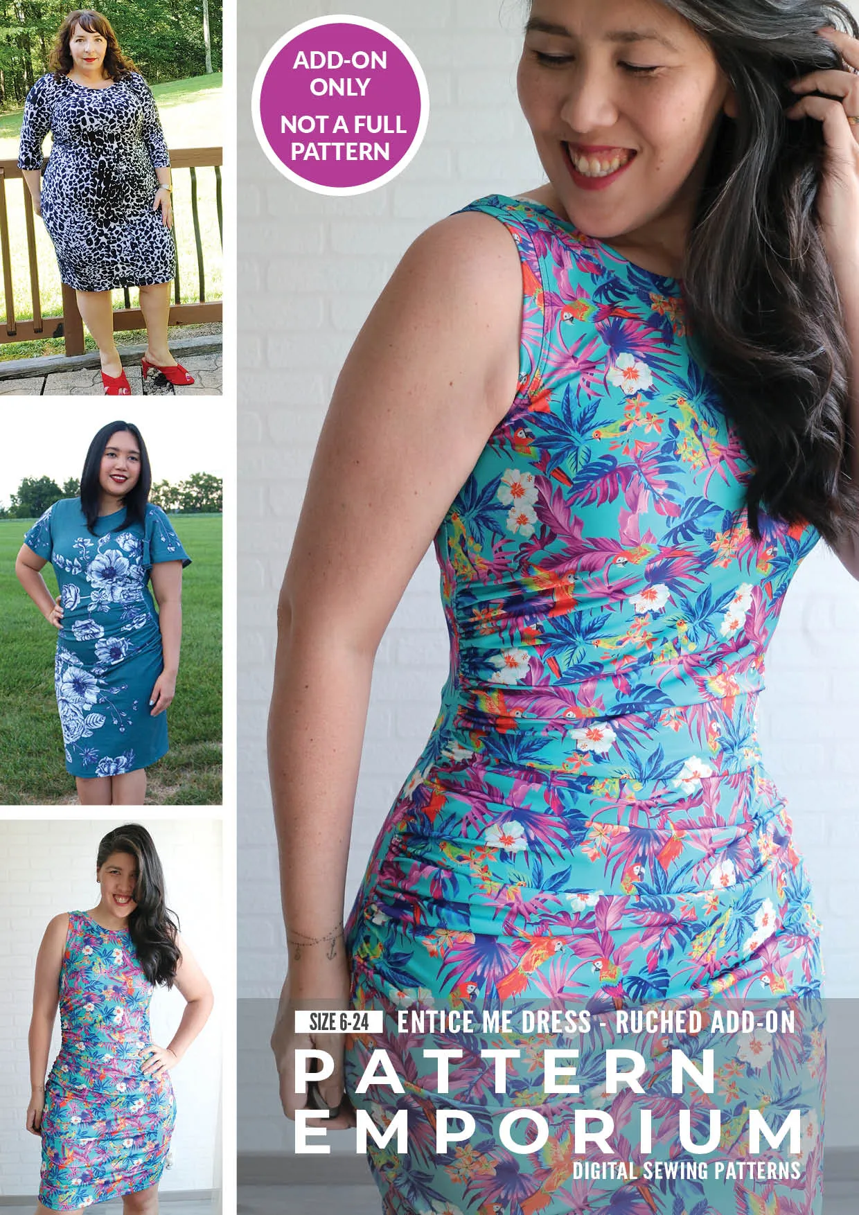 Entice Me Dress | Ruched & Asymmetric Add-On Pattern