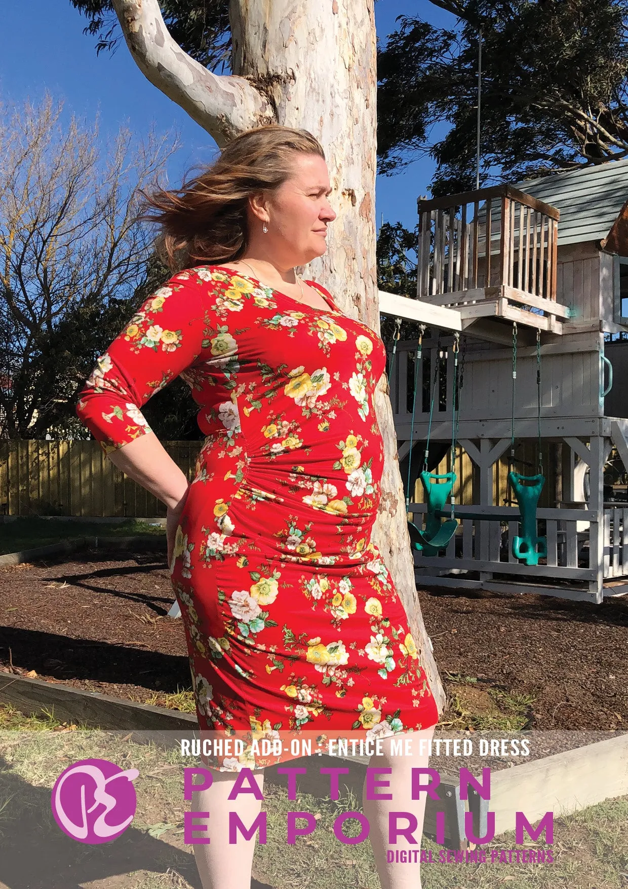 Entice Me Dress | Ruched & Asymmetric Add-On Pattern