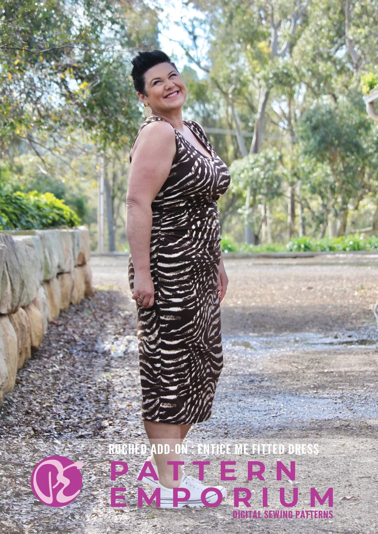 Entice Me Dress | Ruched & Asymmetric Add-On Pattern