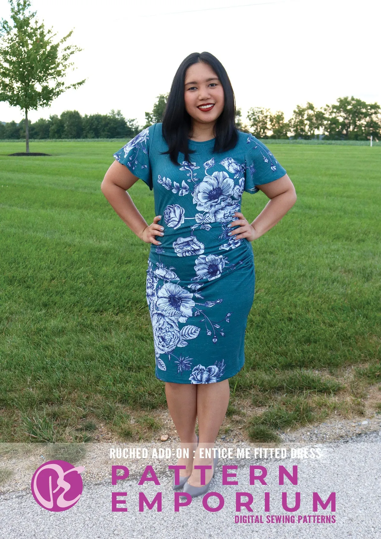 Entice Me Dress | Ruched & Asymmetric Add-On Pattern