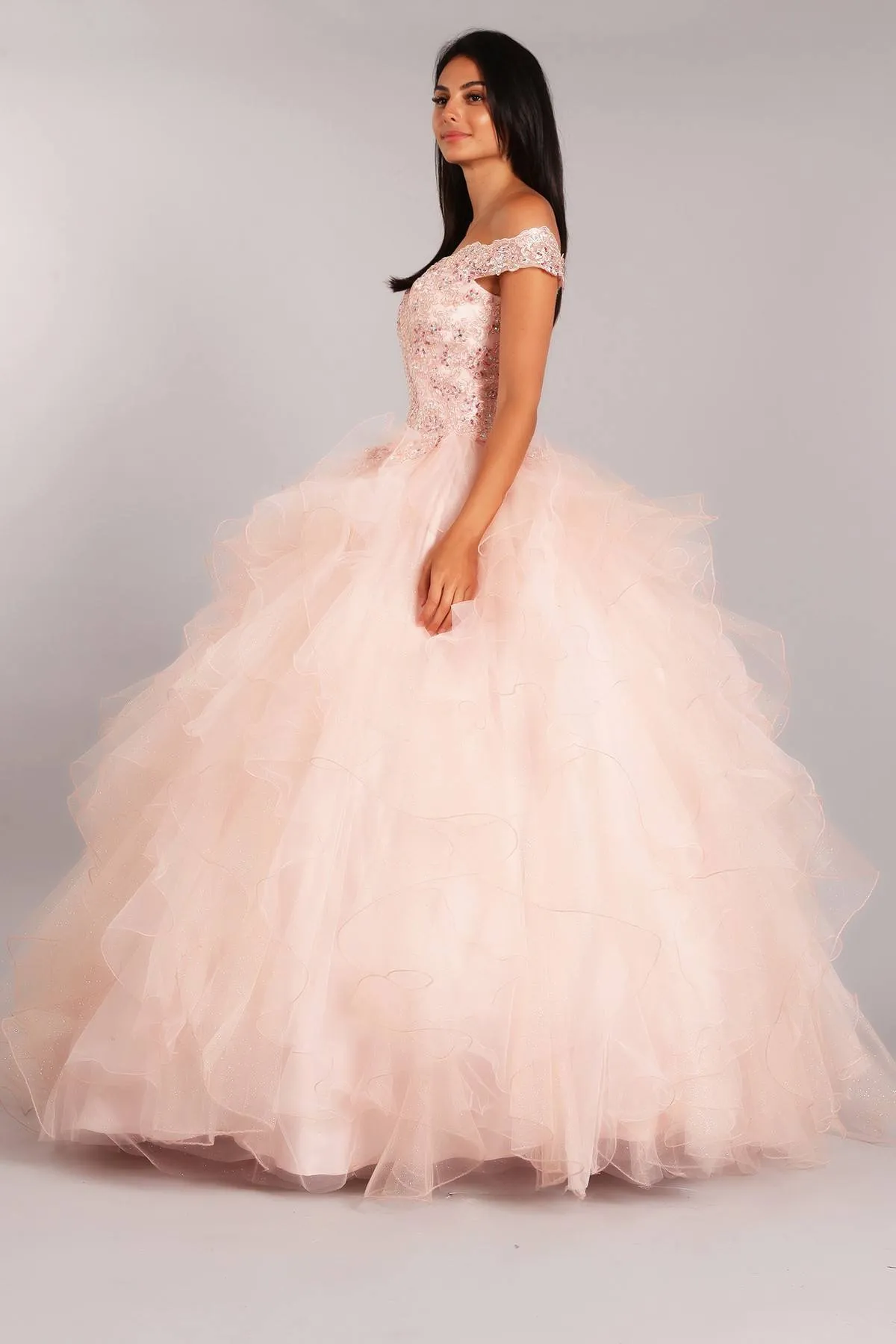 Eureka 9313 Off-Shoulder Quinceanera Dress Ruffled Tulle