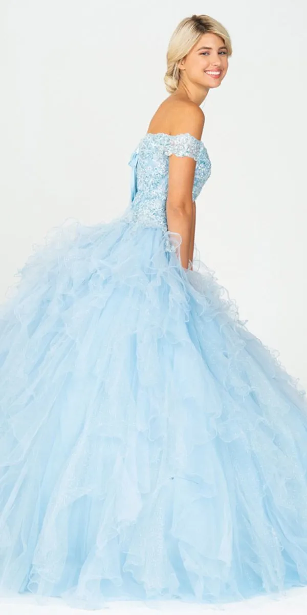 Eureka 9313 Off-Shoulder Quinceanera Dress Ruffled Tulle