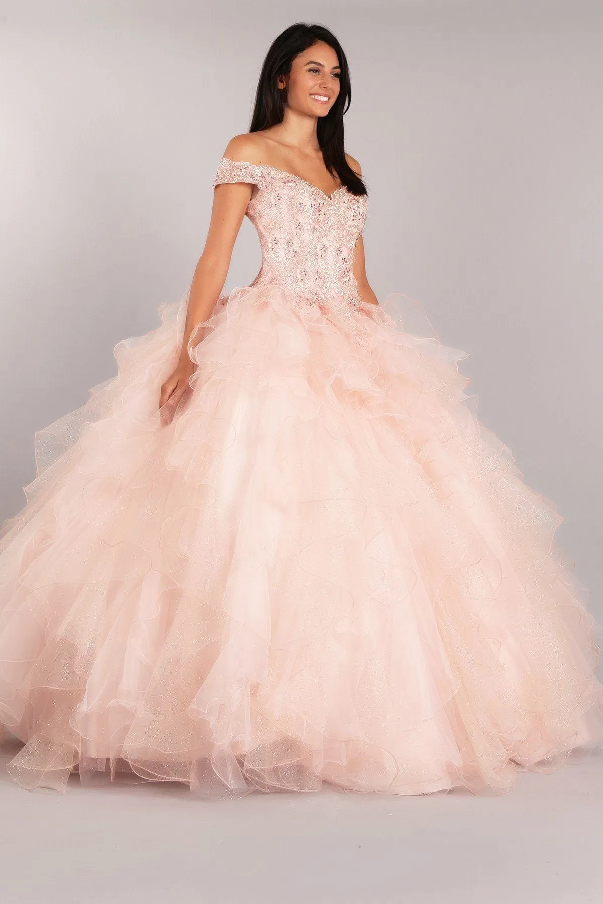 Eureka 9313 Off-Shoulder Quinceanera Dress Ruffled Tulle