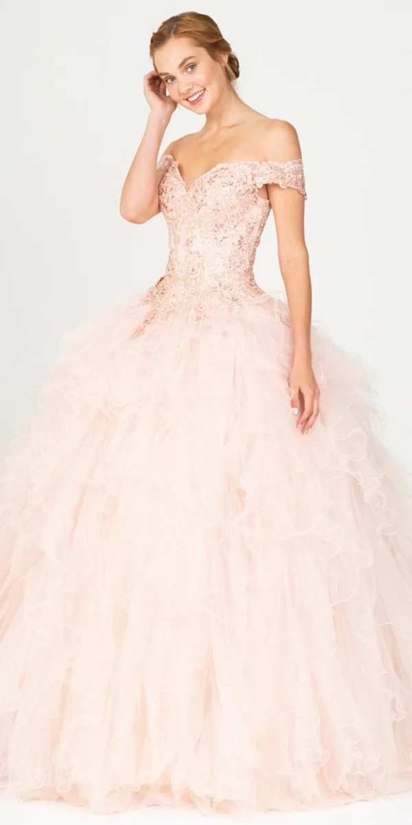 Eureka 9313 Off-Shoulder Quinceanera Dress Ruffled Tulle