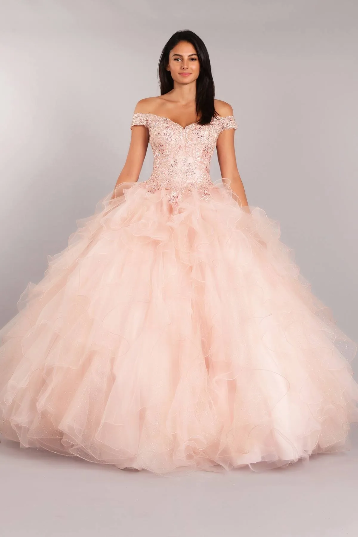 Eureka 9313 Off-Shoulder Quinceanera Dress Ruffled Tulle
