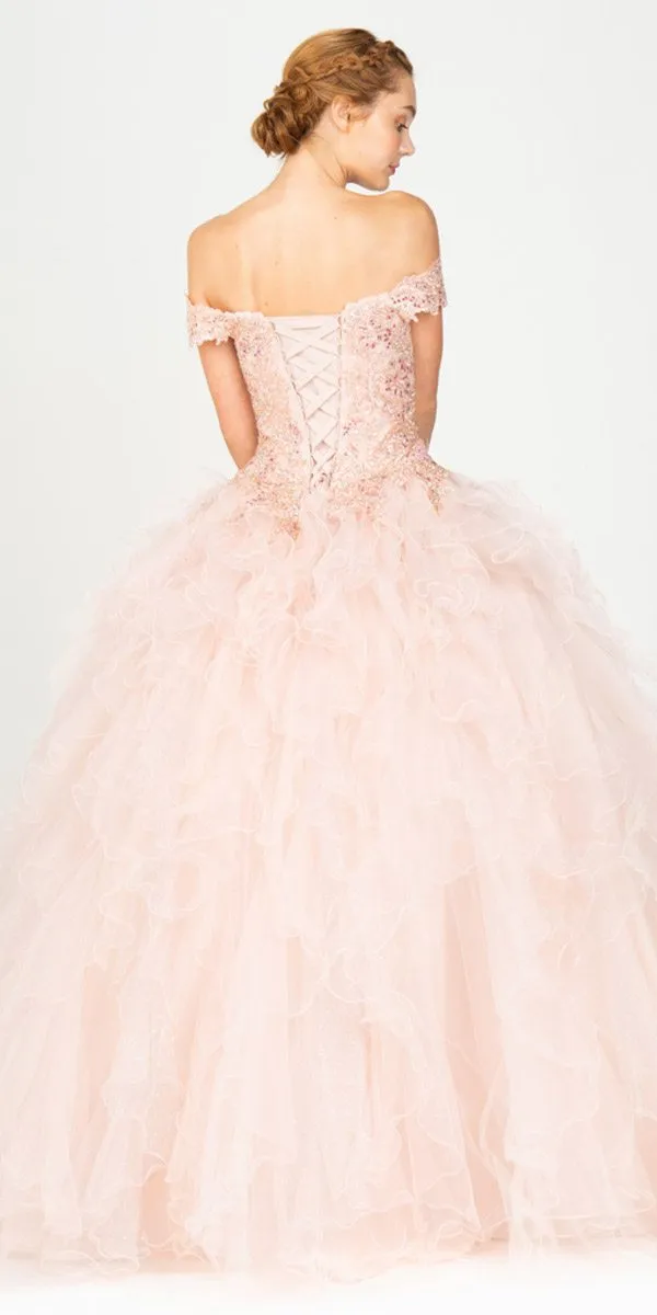 Eureka 9313 Off-Shoulder Quinceanera Dress Ruffled Tulle