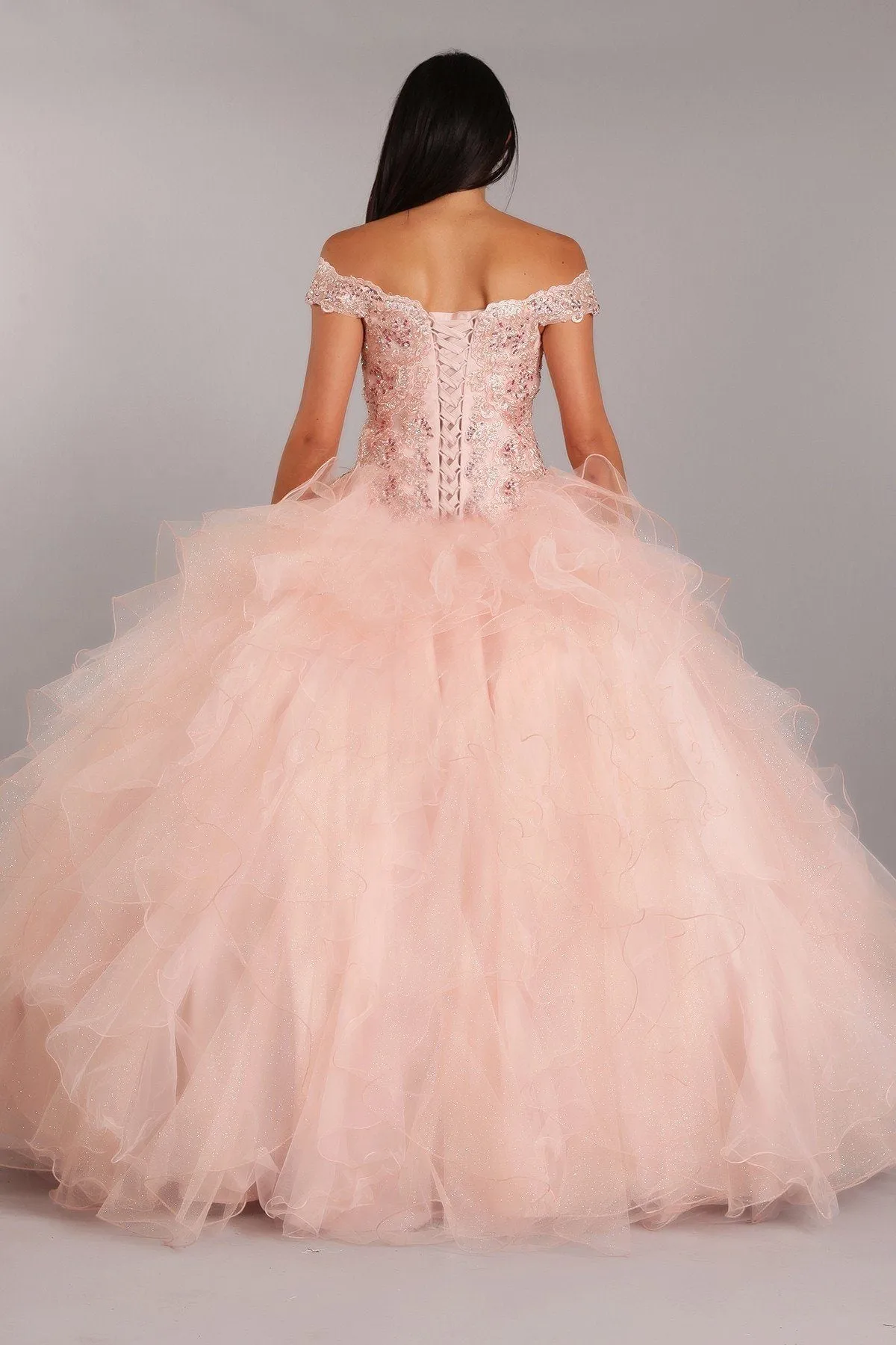 Eureka 9313 Off-Shoulder Quinceanera Dress Ruffled Tulle