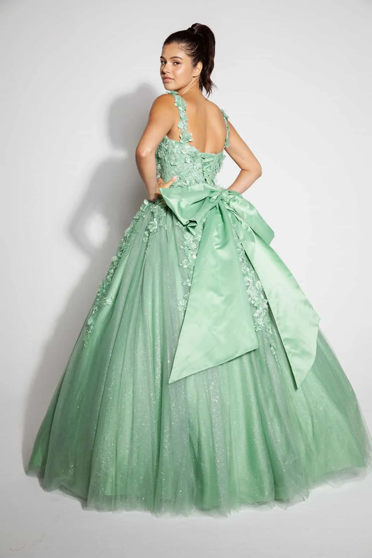 Eureka Fashion EK1004 Long Formal A-Line Ball Gown with Detachable Back Bow