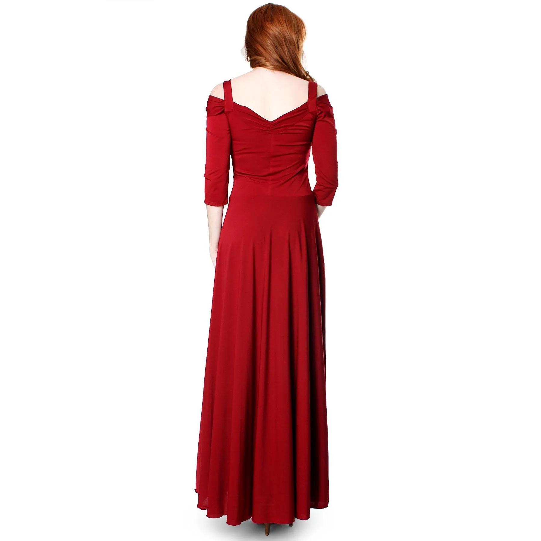 Evanese Women's Elegant Slip On Long Formal Evening Dress with 3/4 Sleeves