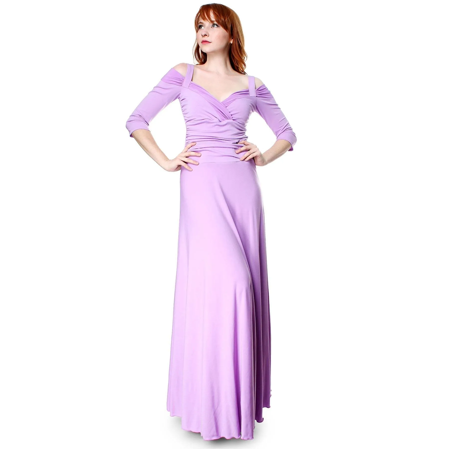 Evanese Women's Elegant Slip On Long Formal Evening Dress with 3/4 Sleeves