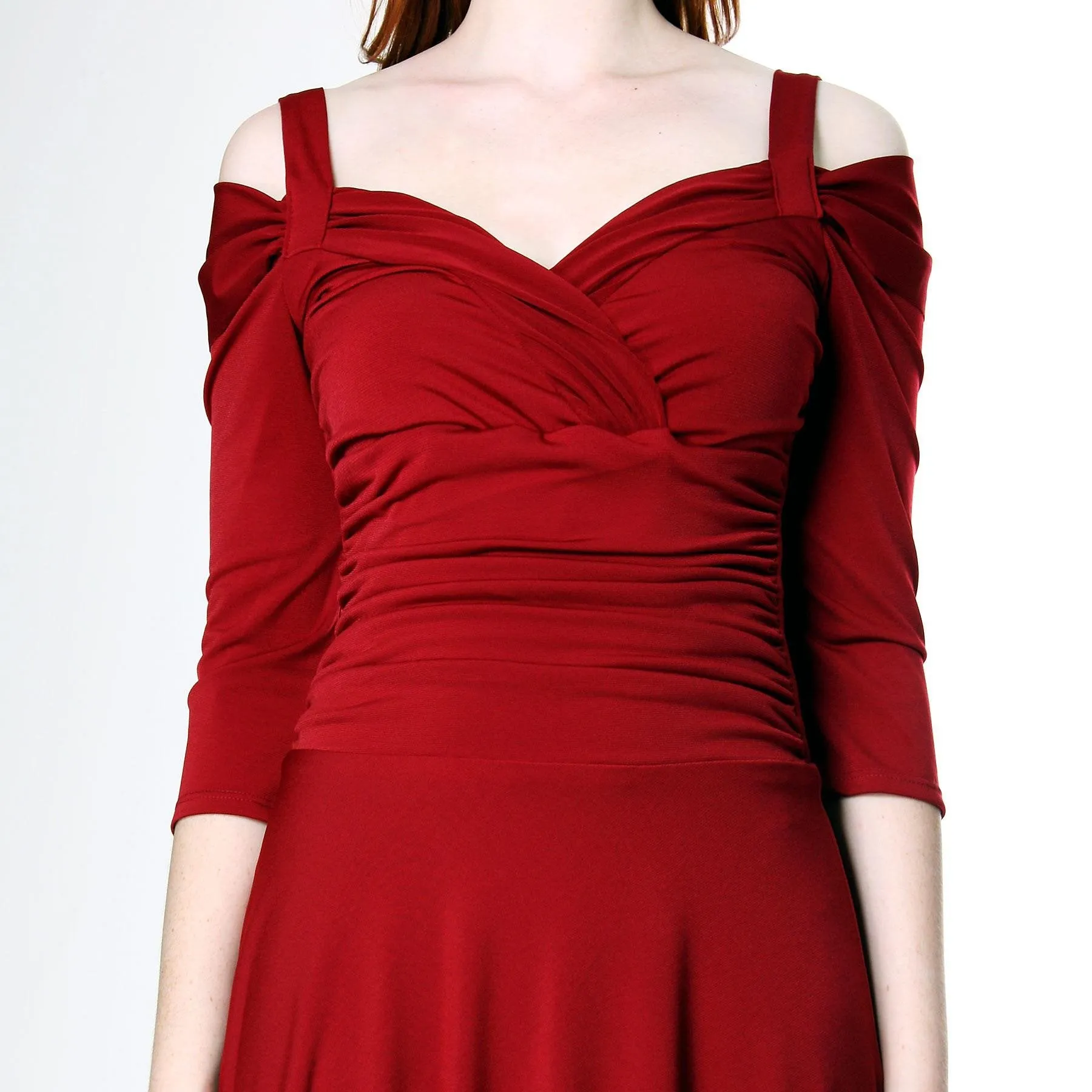 Evanese Women's Elegant Slip On Long Formal Evening Dress with 3/4 Sleeves