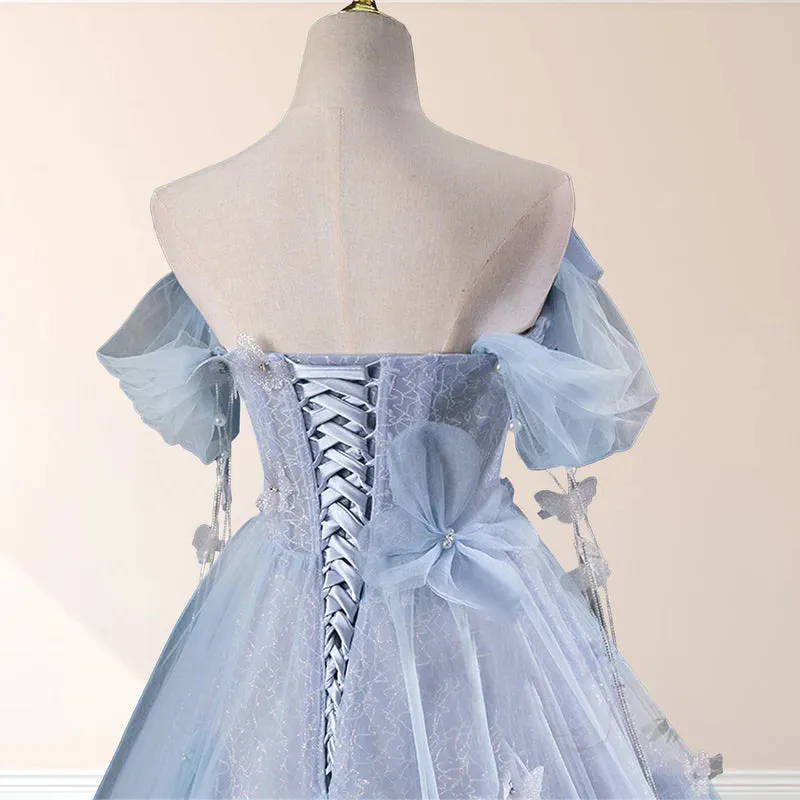 Fairy Tulle Sweetheart A Line Quinceanera Dress with Pearls